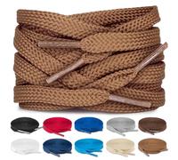 TULMERO SULPO 2 paia di lacci piatti 8 mm per scarpe, marrone, 120 cm - 2 Paare