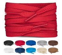 TULMERO SULPO 2 paia di lacci piatti da 8mm per scarpe, Colore: rosso, 45 cm - 2 Paare