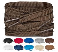 TULMERO SULPO 2 paia di lacci piatti da 8mm per scarpe, marrone scuro, 60 cm - 2 Paare