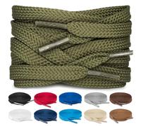 TULMERO SULPO - Set di 2 paia di lacci piatti, 8 mm, per scarpe, Oliva., 75 cm - 2 Paare
