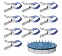 Tulov 10 mollette in metallo per copertura piscina con pellicola protettiva, morsetti con forte forza di serraggio per piscine fuori terra, fotografia, telone di copertura, morsetti a molla (blu)