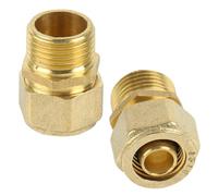 Tulov 2 raccordi a vite di transizione, 16 mm x 1/2 AG, raccordo a morsetto in ottone, raccordo ad anello di serraggio per tubo composito multistrato DVGW e tubo composito in alluminio