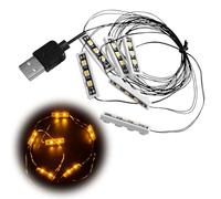 Tulov 6 lampadine LED Downlight, 1 x 4 USB, luce bianca calda, compatibili con mattoni, illuminazione fai da te per modelli, sistema a incastro, espandibili, non incluse nel set per bambini e