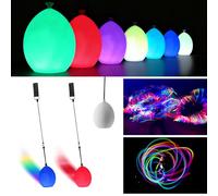 Tulov Set di 2 palline a LED, 7 colori e 9 modalità, LED POI, luminose, con doppi passanti regolabili, sfere Glow Poi per spettacolo di luce, danza, rave, per bambini e adulti (stile palloncino