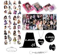 Tulufanskrr Blackpink Lisa - Set regalo per fan di Lisa, set regalo per lampeggianti, articolo per fan rosa nero, articolo Kpop Lisa, regalo zaino e portachiavi