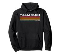 Tulum Beach, Messico, Design retrò da Viaggio a Righe Felpa con Cappuccio