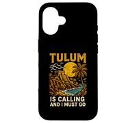 Tulum Is Calling I Must Go Vintage Donna Beach Life Custodia per iPhone 16