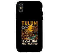 Tulum Is Calling I Must Go Vintage Donna Beach Life Custodia per iPhone X/XS