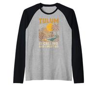 Tulum Is Calling I Must Go Vintage Donna Beach Life Maglia con Maniche Raglan