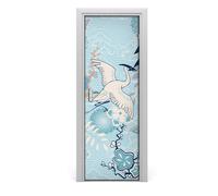 Tulup Adesivo per porta 75x205 cm autoadesivo - Gru e fiori