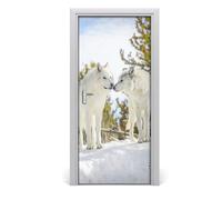 Tulup Adesivo per porta 95x205 cm autoadesivo - Due lupi bianchi