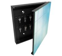 Tulup Armadietto per Chiavi 30x30 cm | Nero | A Destra | Montaggio a Parete | Sogno Celeste | in Metallo | Frontale Decorativo in Vetro Temperato | Tasselli e Viti Inclusi | per Uffici