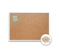 Tulup Bacheca in Sughero 100x70 cm Lavagna in Sughero Per l'organizzazione Memoboard con Puntine In Legno Cornice in Plastica Bianco Costruzione Solida Per la Cucina Ideale Per Ufficio, Casa, Scuola