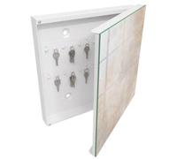 Tulup Cassetta per Chiavi 30x30 cm | Bianco | A Destra | Montaggio a Parete | Eleganza rustica | in Metallo | Tasselli e Viti Inclusi | Frontale Decorativo in Vetro Temperato | per Uffici