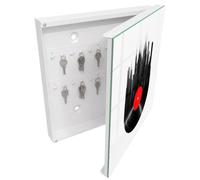 Tulup Cassetta per Chiavi 30x30 cm | Bianco | A Destra | Montaggio a Parete | Musica della città | Tasselli e Viti Inclusi | per Uffici | Frontale Decorativo in Vetro Temperato | in Metallo