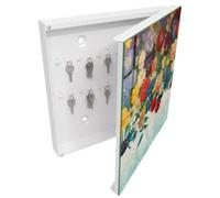 Tulup Cassetta per Chiavi 30x30 cm | Bianco | A Destra | Montaggio a Parete | Paradiso dei Fiori | Frontale Decorativo in Vetro Temperato | per Uffici | Tasselli e Viti Inclusi | in Metallo