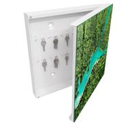 Tulup Cassetta per Chiavi 30x30 cm | Bianco | A Destra | Montaggio a Parete | Paradiso Verde | Frontale Decorativo in Vetro Temperato | per Uffici | Tasselli e Viti Inclusi | in Metallo