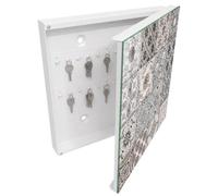 Tulup Cassetta per Chiavi 30x30 cm | Bianco | A Destra | Montaggio a Parete | Piastrelle eleganti | per Uffici | in Metallo | Frontale Decorativo in Vetro Temperato | Tasselli e Viti Inclusi