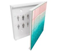 Tulup Cassetta per Chiavi 30x30 cm | Bianco | A Destra | Montaggio a Parete | Spiaggia dei sogni | Frontale Decorativo in Vetro Temperato | in Metallo | per Uffici | Tasselli e Viti Inclusi