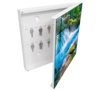 Tulup Cassetta per Chiavi 30x30 cm | Bianco | A Destra | Montaggio a Parete | Un fiume tranquillo | Frontale Decorativo in Vetro Temperato | in Metallo | per Uffici | Tasselli e Viti Inclusi