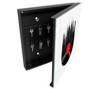Tulup Cassetta per Chiavi 30x30 cm | Nero | A Destra | Montaggio a Parete | Musica della città | Tasselli e Viti Inclusi | per Uffici | Frontale Decorativo in Vetro Temperato | in Metallo