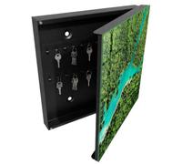 Tulup Cassetta per Chiavi 30x30 cm | Nero | A Destra | Montaggio a Parete | Paradiso Verde | Frontale Decorativo in Vetro Temperato | per Uffici | Tasselli e Viti Inclusi | in Metallo