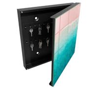 Tulup Cassetta per Chiavi 30x30 cm | Nero | A Destra | Montaggio a Parete | Spiaggia dei sogni | Frontale Decorativo in Vetro Temperato | in Metallo | per Uffici | Tasselli e Viti Inclusi