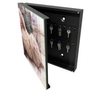 Tulup Cassetta per Chiavi 30x30 cm | Nero | A Sinistra | Montaggio a Parete | Gatti dormienti | in Metallo | per Uffici | Frontale Decorativo in Vetro Temperato | Tasselli e Viti Inclusi