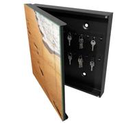 Tulup Cassetta per Chiavi 30x30 cm | Nero | A Sinistra | Montaggio a Parete | La pace della spiaggia | Frontale Decorativo in Vetro Temperato | per Uffici | Tasselli e Viti Inclusi | in Metallo