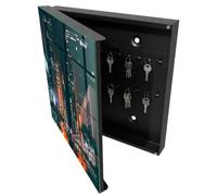 Tulup Cassetta per Chiavi 30x30 cm | Nero | A Sinistra | Montaggio a Parete | Vita cittadina | Tasselli e Viti Inclusi | per Uffici | in Metallo | Frontale Decorativo in Vetro Temperato