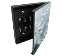 Tulup Cassetta Portachiavi 30x30 cm | Nero | A Destra | Montaggio a Parete | Gocce di rugiada | Frontale Decorativo in Vetro Temperato | per Uffici | Tasselli e Viti Inclusi | in Metallo