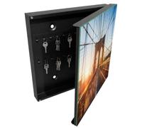 Tulup Cassetta Portachiavi 30x30 cm | Nero | A Destra | Montaggio a Parete | Il sole che tramonta | Frontale Decorativo in Vetro Temperato | in Metallo | Tasselli e Viti Inclusi | per Uffici