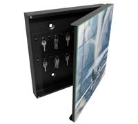 Tulup Cassetta Portachiavi 30x30 cm | Nero | A Destra | Montaggio a Parete | Silenzio soffocato | Frontale Decorativo in Vetro Temperato | in Metallo | per Uffici | Tasselli e Viti Inclusi