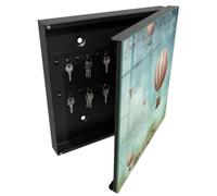 Tulup Cassetta Portachiavi 30x30 cm | Nero | A Destra | Montaggio a Parete | Sogni d'aria | Frontale Decorativo in Vetro Temperato | in Metallo | Tasselli e Viti Inclusi | per Uffici