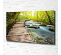 Tulup Dipinto Su Tela Pittura Su Un Muro 100x70cm - Sentiero Sul Fiume