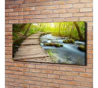 Tulup Dipinto Su Tela Pittura Su Un Muro 120x60cm - Sentiero Sul Fiume