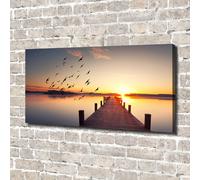 Tulup Dipinto Su Tela Pittura Su Un Muro 140x70cm - Ponte Sul Fiume