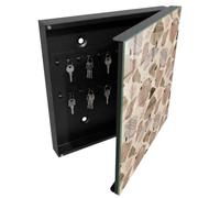 Tulup Mobiletto Portachiavi 30x30 cm | Nero | A Destra | Montaggio a Parete | Composizioni organiche | Tasselli e Viti Inclusi | per Uffici | Frontale Decorativo in Vetro Temperato | in Metallo