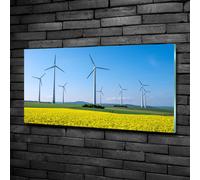 Tulup Pittura Su Vetro Tempereto Immagine 100x50cm - Mulini A Vento Nel Campo