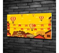 Tulup Pittura Su Vetro Tempereto Immagine 100x50cm - Palloncini Sopra La Città