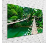 Tulup Pittura Su Vetro Tempereto Immagine 100x70cm - Il Ponte Sul Fiume