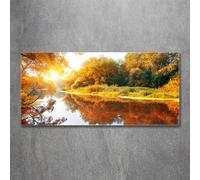 Tulup Pittura Su Vetro Tempereto Immagine 120x60cm - Il Fiume In Autunno