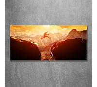 Tulup Pittura Su Vetro Tempereto Immagine 120x60cm - Salta Sopra Il Precipizio