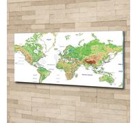 Tulup Pittura Su Vetro Tempereto Immagine 125x50cm - Mappa Del Mondo