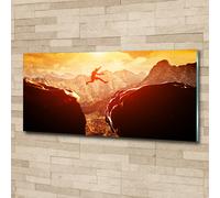 Tulup Pittura Su Vetro Tempereto Immagine 125x50cm - Salta Sopra Il Precipizio
