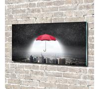 Tulup Pittura Su Vetro Tempereto Immagine 140x70cm - Ombrello Sopra La Città
