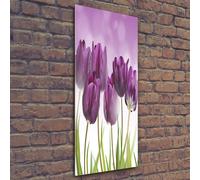 Tulup Pittura Su Vetro Tempereto Immagine 50x125cm - Tulipani Viola