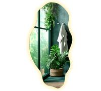 Tulup Specchio LED 50x100 cm Grande Moderno Irregolare Organico Asimmetrico Macchia per Bagno Soggiorno Verticale con illuminazione Luce calda