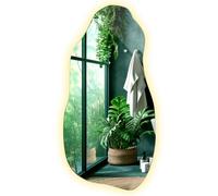 Tulup Specchio LED 50x100 cm Grande Moderno Irregolare Specchio da parete Organico Asimmetrico Macchia per Bagno Soggiorno Verticale con illuminazione Luce calda