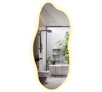 Tulup Specchio LED per il Trucco 40x90 cm Organico Illuminazione Luce Calda Montaggio Verticale e Orizzontale della Camera da Letto, del Soggiorno e del Bagno Irregolare Montaggio da Parete